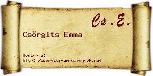 Csörgits Emma névjegykártya