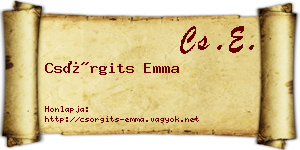 Csörgits Emma névjegykártya
